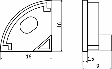 картинка Заглушка к алюминиевому профилю ORION-1616C, форма четверть круга, цвет белый, AKS от магазина SEFI