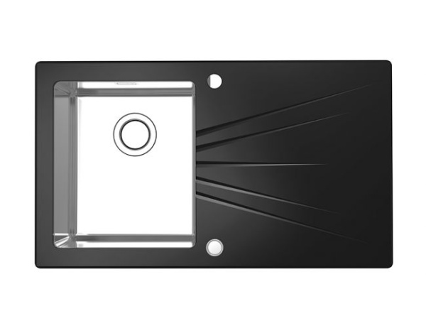 картинка Мойка KARAT UP 10 белый  860X500 1+1/2 правая в комплекте с сифоном 1123351 от магазина SEFI