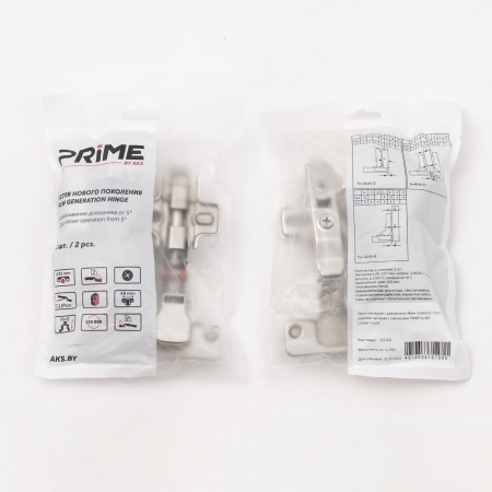 картинка Петля накладная с доводчиком 48мм h2 clip-on PRIME by AKS (саморезы, заглушки) (упак.-2шт.) от магазина SEFI