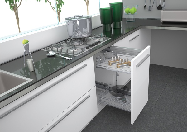 картинка Выдвижная система Sotto Wood с Soft Close c 2-мя корзинами с дном из МДФ в шкаф 400мм 350*450*650 от магазина SEFI