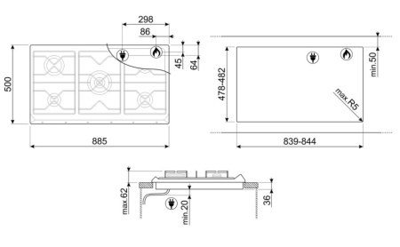 картинка Газовая варочная панель Smeg SRV896AOGH от магазина SEFI