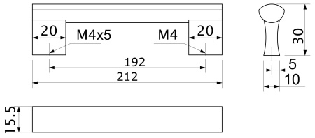 картинка Ручка меб. скоба алюм. WPY 311 192 алюминий AKS от магазина SEFI