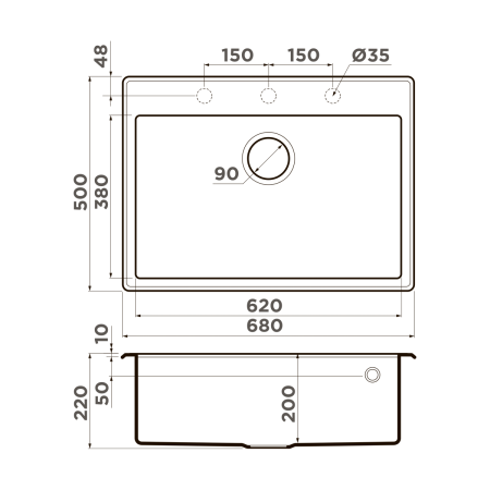 картинка Omoikiri Tedori 68-SA Tetogranit/бежевый от магазина SEFI