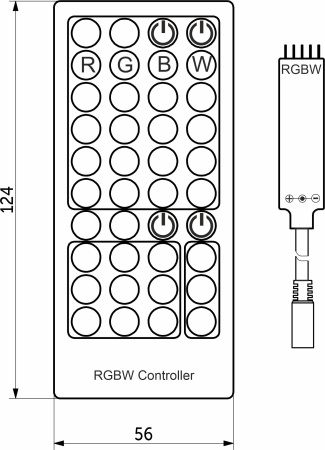 картинка Контроллер для светодиодной ленты RGBW, с пультом, 12/24V, 192W/384W, AKS от магазина SEFI
