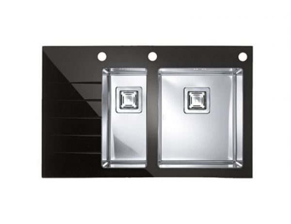 картинка Мойка CRYSTALIX 20 (черный) 860X540 1+1/2 левая, с сиф.1127260, кол.1119835,доз.1069687 от магазина SEFI