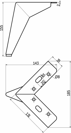 картинка Опора меб. мет. HELLY h100 угловая черный AKS от магазина SEFI