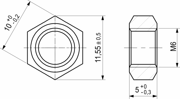 картинка Гайка шестигранная М6 белый цинк (уп/10 кг/ ~4545 шт) AKS от магазина SEFI