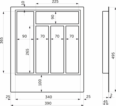 картинка Вкладыш для столовых приборов 450 TR-01 (390*495*45), серый GRIDLI от магазина SEFI
