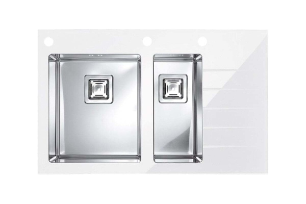 картинка Мойка Alveus CRYSTALIx 20 WHITE 860x540 1+1/2 правая, с сифоном 1127260, кол. 1119835, доз.1129080 от магазина SEFI