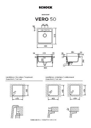 картинка Кухонная мойка SCHOCK VERO 50 CRISTADUR серебристый камень от магазина SEFI
