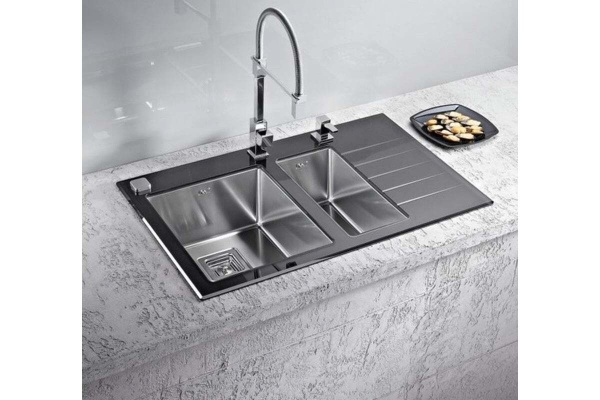 картинка Мойка Alveus CRYSTALIx 20 BLACK 860x540 1+1/2 левая, с сифоном 1127260, кол. 1119835, доз.1129080 от магазина SEFI