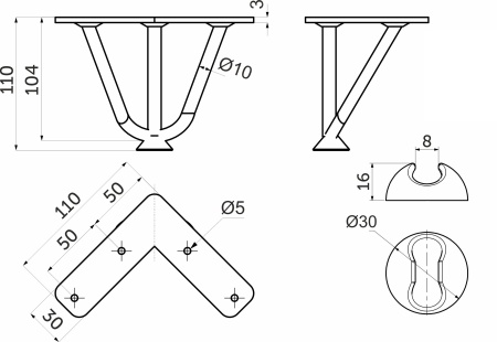 картинка Опора меб. FLASH h110, черный AKS (без саморезов) от магазина SEFI