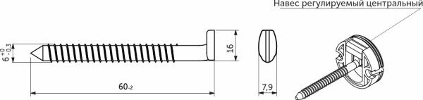 картинка Крюк подвесной 6*60 (уп/2тыс.шт), AKS от магазина SEFI