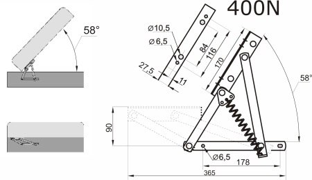 картинка Механизм для подъема матраса дивана №555 ОЗМФ (компл. - правый, левый, пружины) от магазина SEFI