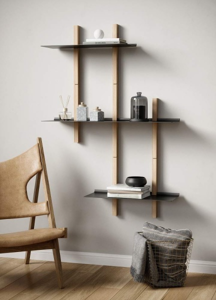 картинка Комплект WAVE, боковые стойки 2-808мм и 1-1313мм, 2 полки 450х240, 1 полка 900х240 черные от магазина SEFI