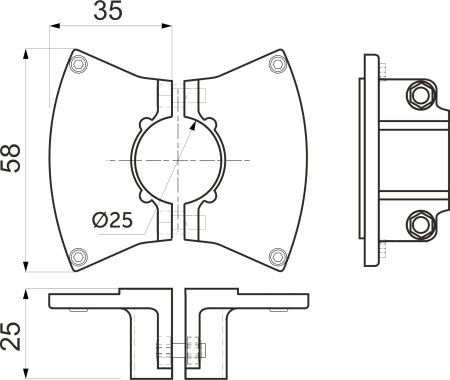 картинка Держатель полки к трубе d25 (596) двухсторонний, вакуумное хромирование от магазина SEFI