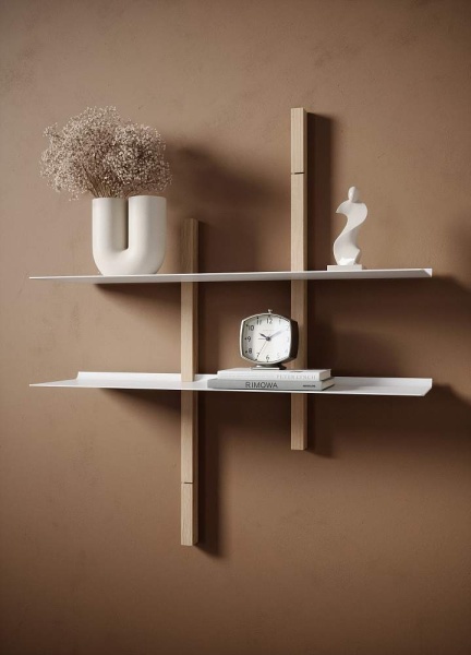 картинка Комплект WAVE, 2 боковые стойки 808мм, 2 полки 900х240 белые магазин SEFI являющийся официальным дистрибьютором в России  картинка Комплект WAVE, 2 боковые стойки 808мм, 2 полки 900х240 белые от магазина SEFI