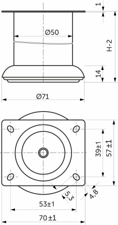 картинка Опора меб. мет. TB019 (B140) d50 h150 хром AKS от магазина SEFI