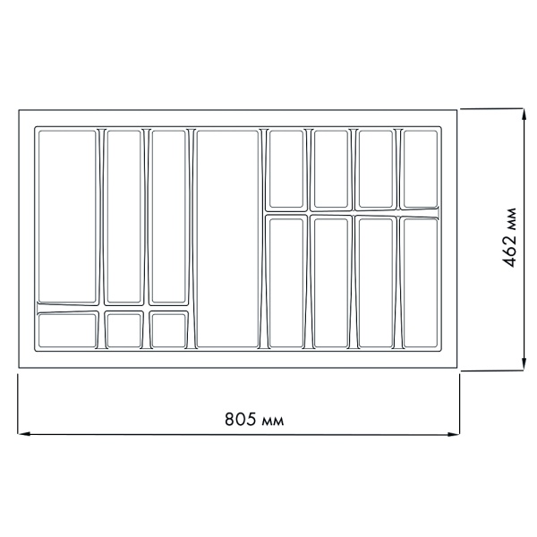 картинка Лоток для столовых приборов LINE, ширина фасада 900 мм для Hettich Innotech Atira глубиной 470 мм от магазина SEFI