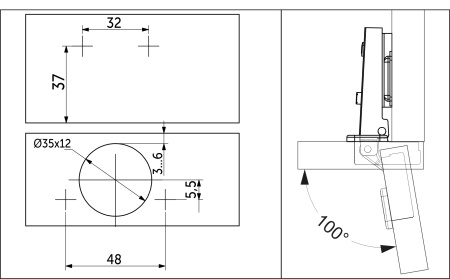 картинка Петля накладная с доводчиком 48мм h0 несъемная планка (4 отверстия) AKS LIGHT от магазина SEFI