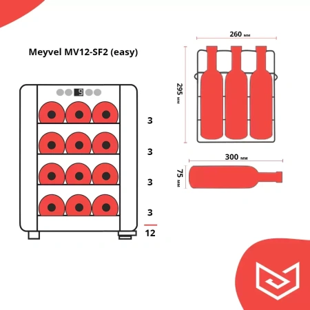 картинка Винный шкаф Meyvel MV12-BSF1 удобный (easy) от магазина SEFI