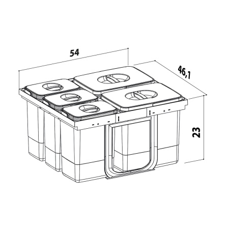 картинка Система сортировки JAZZ 600, 5 ведер (2х12л, 3х5л), графит от магазина SEFI