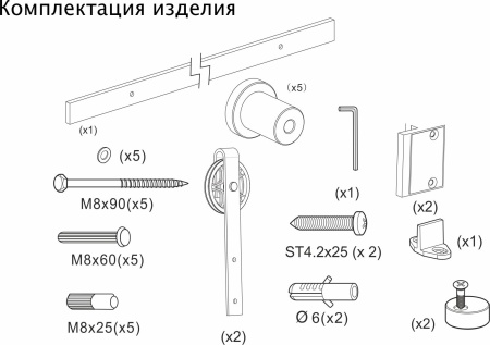 картинка Комплект LOFT RONDO для 1 раздвижной двери AKS 120 кг (с направляющей L-2000 мм) от магазина SEFI