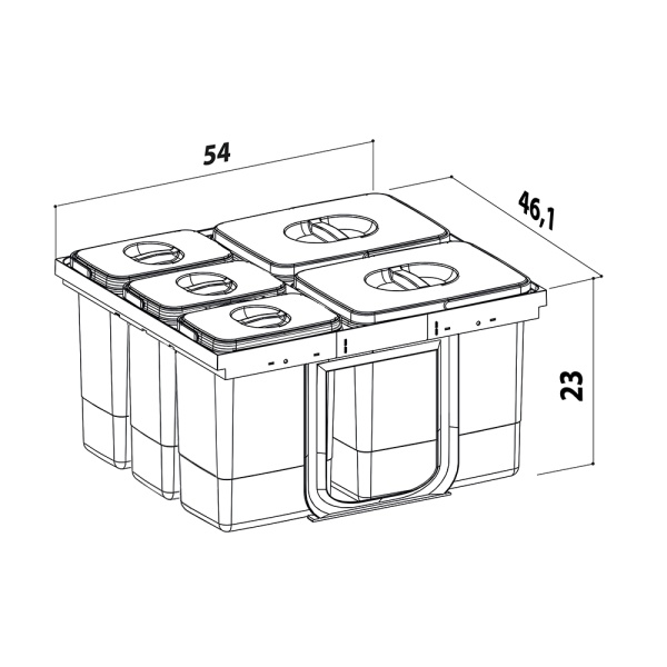картинка Система сортировки JAZZ 600, 5 ведер (2х12л, 3х5л), графит от магазина SEFI