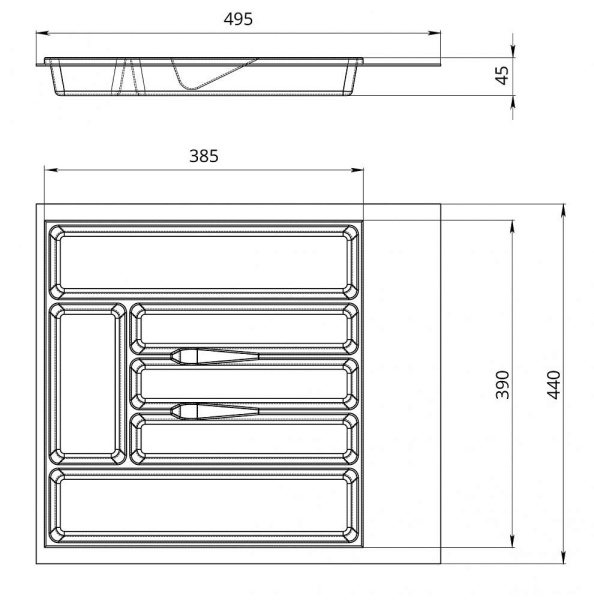 картинка Лоток для столовых приборов в шкаф 500 мм от магазина SEFI