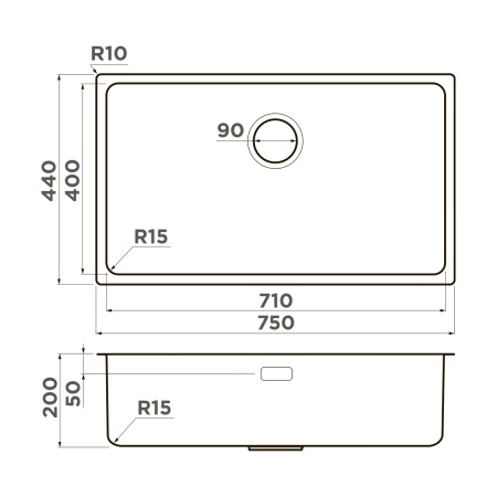 картинка Omoikiri Tadzava 75-U/I Ultra 15-IN нерж. сталь/нержавеющая сталь от магазина SEFI