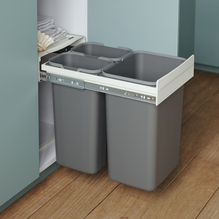 картинка Мусорные контейнеры выдвижные 400 JC601 (2*9LT, 1*20LT), серый REJS от магазина SEFI