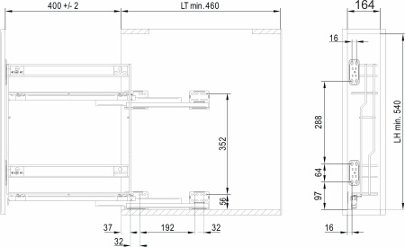 картинка Выдвижная корзина-карго 200 VARIANT MULTI крепл.боковое/универс. б/н, хром REJS от магазина SEFI