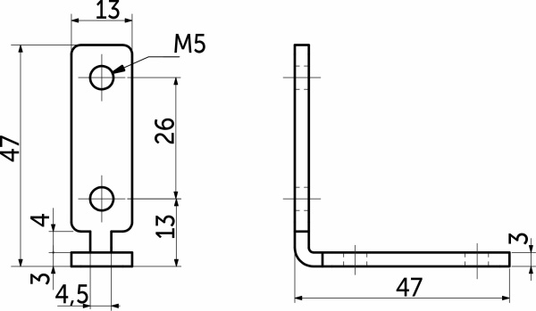 картинка Крепление металлич. для профиля Gola L 3 (1 уголок 2 винта) от магазина SEFI