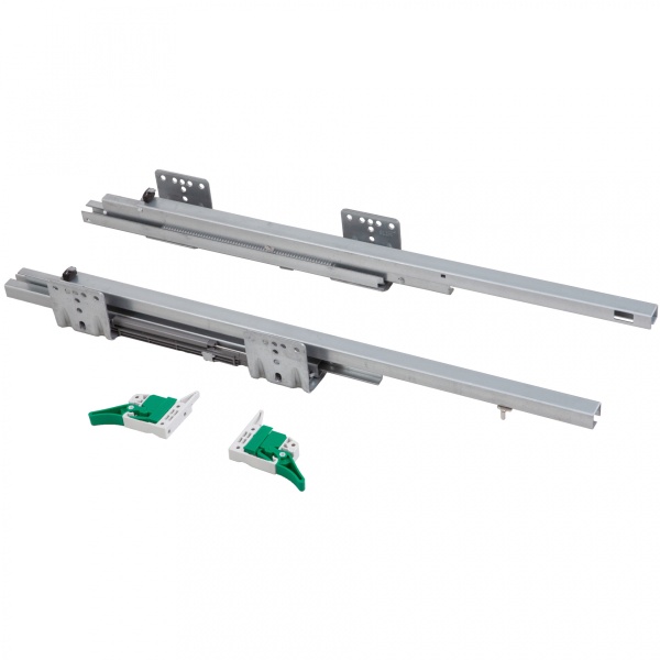 картинка Направляющая скрытого монтажа L-550 с доводчиком ДСП до18mm с замками AKS SLIM SLIDE полное выдвижение от магазина SEFI