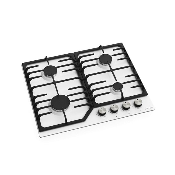 картинка Газовая варочная панель HiSTORY HGE 640C FWH, Белая эмаль Easy Clean от магазина SEFI