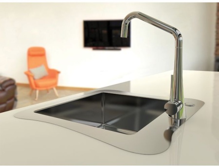 картинка Мойка ALVEUS JUBILEE KMB 90 FI 615X546 в комплекте с сифоном 1123351 и разделочной доской 1080029, от магазина SEFI