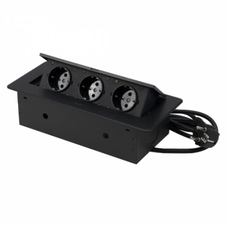 картинка Выдвижной удлинитель NOVA, 3 розетки, черный, AKS от магазина SEFI