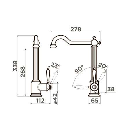 картинка Смеситель Omoikiri Toshima-AB-022 латунь/античная латунь от магазина SEFI
