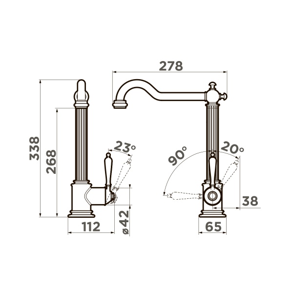 картинка Смеситель Omoikiri Toshima-SI латунь/античное серебро от магазина SEFI