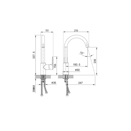 картинка Смеситель для кухни, черный, Cuba, IDDIS, CU5BLJ0i05 от магазина SEFI