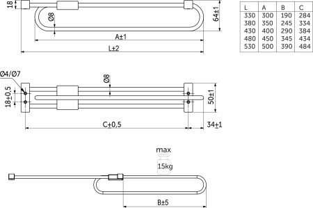 картинка Выдвижная вешалка L-400/430 усиленная овальная, хром/черный GRIDLI от магазина SEFI