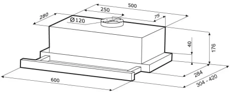 картинка Вытяжка Krona VENDY 600 BLACK (1 мотор) от магазина SEFI