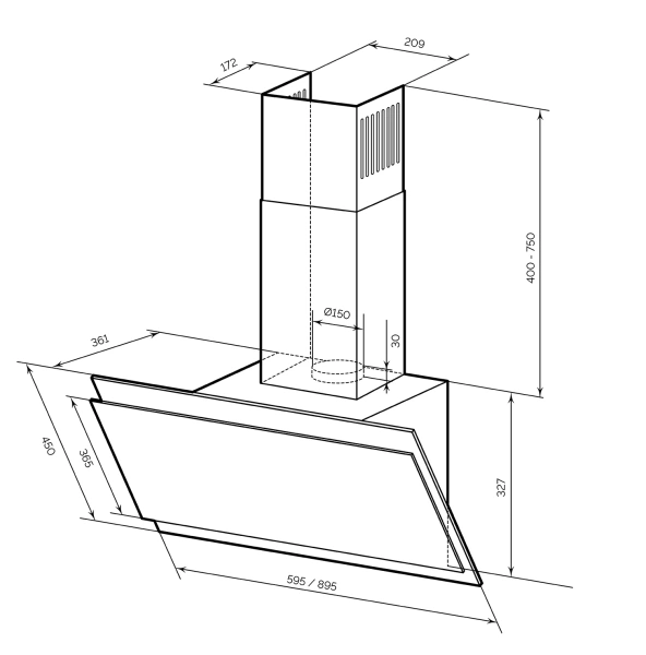 картинка Наклонная Вытяжка LEX FURIA 600 WHITE от магазина SEFI