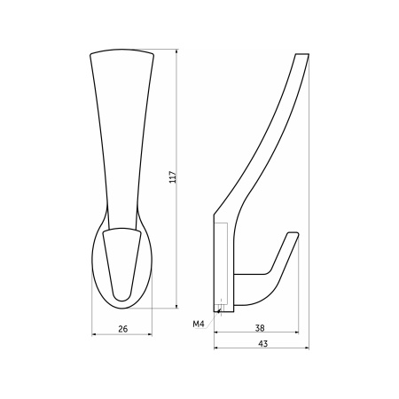 картинка Крючок меб. двухрожковый мет. QUEEN черный матовый AKS от магазина SEFI