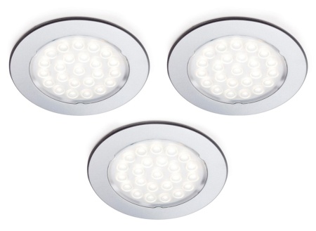 картинка Комплект: Три светодиодных светильника Metris Set3 V12, комплект 3х1,6Вт, 12В, трансформатор, свет натуральный алю, d68х9,2мм от магазина SEFI