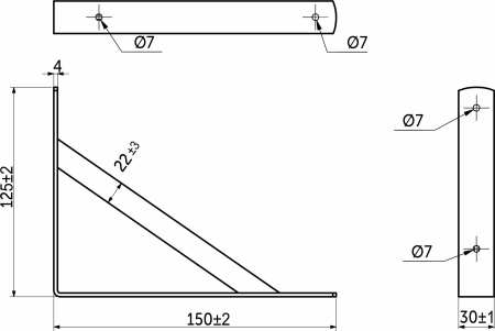 картинка Полкодержатель мет. LINE 150*125*30*4, черный AKS от магазина SEFI