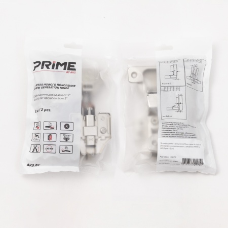 картинка Петля внутренняя с доводчиком 45мм h0 clip-on PRIME by AKS 3D (саморезы, заглушки) (упак.-2шт.) от магазина SEFI