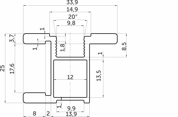 картинка Профиль алюминиевый SENATOR серебро вертик. Н-образный L-5300 мм АЛЮТЕХ мини от магазина SEFI