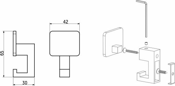 картинка Крючок меб. двухрожковый мет. QUADRA черный матовый AKS от магазина SEFI