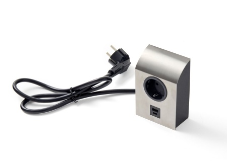 картинка Накладная розетка: 1 розетка 220B Schuko + USB-зарядка Type A + USB-зарядка Type C SFL Born, хром (SCA9605) от магазина SEFI